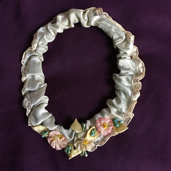 Antique Floral Garter, Hand Sewn, French Millinery Flowers - Picture 3 of 8